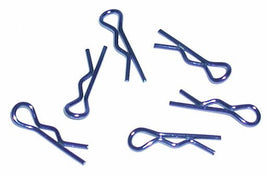 Team Associated - Metallic Blue Body Clips, 6 Short - Hobby Recreation Products