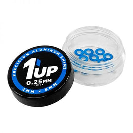 1UP Racing - 3x6x0.25mm Precision Aluminum Shims, 1UP Blue, (12 pcs) - Hobby Recreation Products