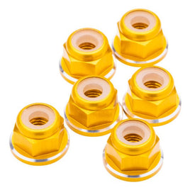 1UP Racing - 7075 Aluminum M3 Flanged Locknuts - Gold Shine - 6pcs - Hobby Recreation Products