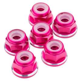 1UP Racing - 7075 Aluminum M3 Flanged Locknuts - Pink Shine - 6pcs - Hobby Recreation Products