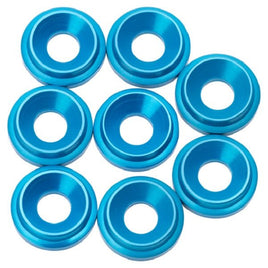 1UP Racing - 7075 LowPro Countersunk Washers, M3, Bright Blue, 8pcs - Hobby Recreation Products