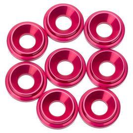 1UP Racing - 7075 LowPro Countersunk Washers, M3, Hot Pink, 8pcs - Hobby Recreation Products