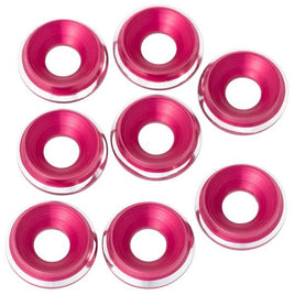 1UP Racing - 7075 LowPro Countersunk Washers, M3, Hot Pink Shine, 8pcs - Hobby Recreation Products