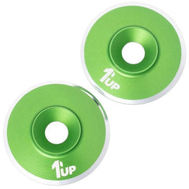 1UP Racing - 7075 LowPro Wing Washers, M3, Green Shine, 2pcs - Hobby Recreation Products