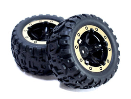 BlackZon - Slyder MT Wheels/Tires Assembled (Black/Gold) - Hobby Recreation Products