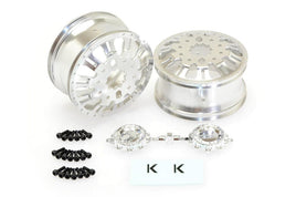 CEN Racing - KG1 KD004 Duel Front Dually Wheel, Silver Anodized Pair with Cap, Decal, and 33x65.5mm Screws - Hobby Recreation Products