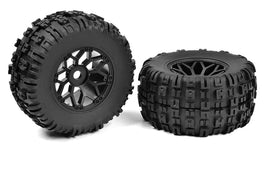 Corally - Off-Road 1/8 MT Tires - Mud Claws - Glued on Black Rims - 1 pair - Hobby Recreation Products