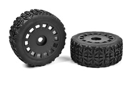 Corally - Off-Road 1/8 Truggy Tires - Tracer - Glued on Black Rims - 1 pair - Hobby Recreation Products