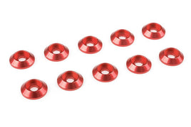Corally - Red Aluminium Washer for M3 Flat Head Screws, OD=8mm, 10 pcs - Hobby Recreation Products