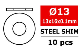 Corally - Steel Metric Shim - 13x16x0.1mm - 10 pcs - Hobby Recreation Products