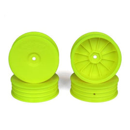 DE Racing - Slim Speedline Buggy Wheels, Front, Yellow, for Associated B6/B6D and Kyosho RB6 (4pcs) - Hobby Recreation Products