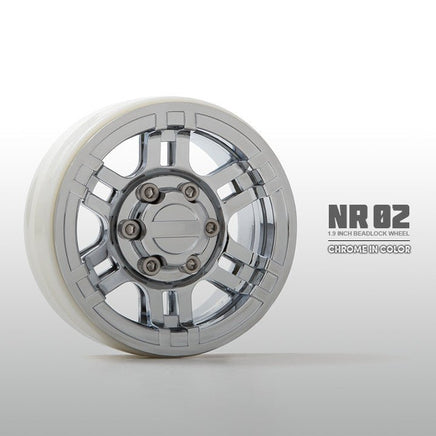 Gmade - NR02 1.9" Beadlock Wheels, Chrome (2) - Hobby Recreation Products