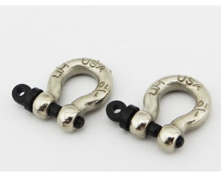 Hot Racing - Aluminum 1/10 Scale Tow Shackles, Chrome, (D-Rings), for Axial SCX10 Jeep - Hobby Recreation Products