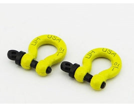 Hot Racing - Aluminum 1/10 Scale Tow Shackles, Yellow, (D-Rings) for Axial SCX10 Jeep, - Hobby Recreation Products