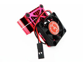 Hot Racing - Clip-On Two-Piece Motor Heat Sink W/ Fan, Red - Hobby Recreation Products