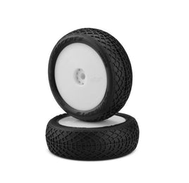 J Concepts - Ellipse, Green Compound Tires, Pre-Mounted, White Wheels, Fits Losi Mini-B Front - Hobby Recreation Products