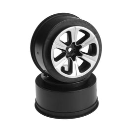 J Concepts - Hustle - Slash Rear, Slash 4X4 Front & Rear Wheel - (Black W/ Silver Face Plating) - 2pc. - Hobby Recreation Products
