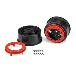 J Concepts - Tremor Front or Rear SCT Wheels - Black Wheel / Red Beadlock - 2pc. - Hobby Recreation Products
