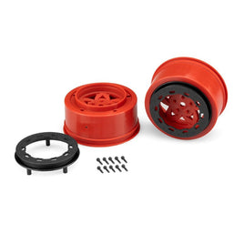 J Concepts - Tremor Front or Rear SCT Wheels - Red Wheel / Black Beadlock - 2pc. - Hobby Recreation Products