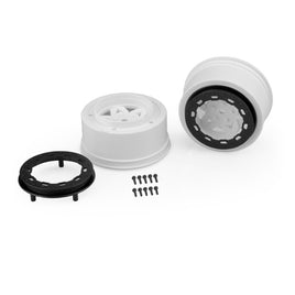J Concepts - Tremor Front or Rear SCT Wheels - White Wheel / Black Beadlock - 2pc. - Hobby Recreation Products