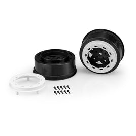 J Concepts - Tremor, Slash Narrow Front Wheel - Black Wheel / White Beadlock - 2pc. - Hobby Recreation Products