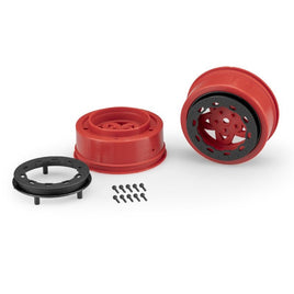 J Concepts - Tremor, Slash Narrow Front Wheel - Red Wheel / Black Beadlock - 2pc. - Hobby Recreation Products