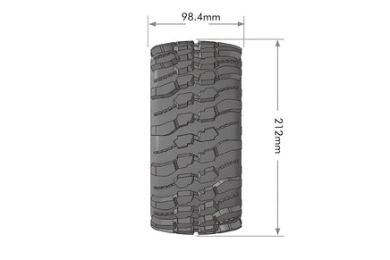 Louise R/C - MFT X-Champ Sport Monster Truck Tires, 24mm Hex, Mounted on Black Rim (2), fits X-MAXX - Hobby Recreation Products