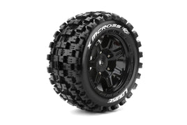Louise R/C - MFT X-Mcross Sport Monster Truck Tires, 24mm Hex, Mounted on Black Rim (2), fits X-MAXX - Hobby Recreation Products