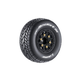 Louise R/C - SC-Rocket M Oval Track 1/10 Short Course Tires, Super Soft, 12, 14 & 17mm Hex on Black Rim (2) - Hobby Recreation Products