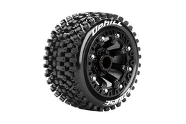 Louise R/C - ST-Uphill 1/16 Stadium Truck Tires, 12mm Hex, Soft, Mounted on Black Spoke Rim, Front/Rear (2) - Hobby Recreation Products