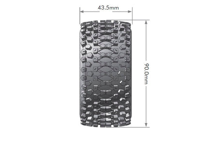 Louise R/C - ST-Uphill 1/16 Stadium Truck Tires, 12mm Hex, Soft, Mounted on Black Spoke Rim, Front/Rear (2) - Hobby Recreation Products