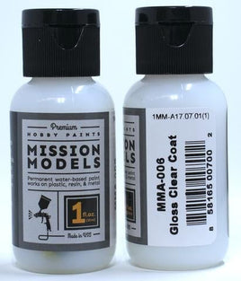 Mission Models - Acrylic Model Paint 1 oz Bottle, Gloss Clear - Hobby Recreation Products