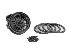 Pit Bull Tires - 1.9 Beadlock Raceline #931 Injector, Black Wheels and Black Rings, Includes Hardware - Hobby Recreation Products