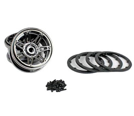 Pit Bull Tires - 1.9 Beadlock Raceline #931 Injector, Gun Metal Wheels and Black Rings, Includes Hardware - Hobby Recreation Products