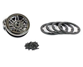 Pit Bull Tires - 2.2 Beadlock Raceline #931 Injector, Gun Metal Wheels and Black Rings, Includes Hardware - Hobby Recreation Products