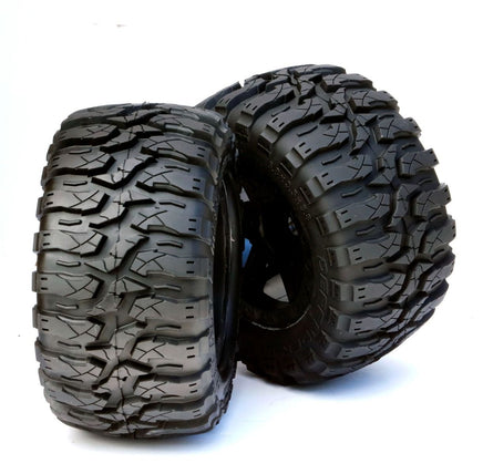 Power Hobby - 1/8 Defender 3.8" Belted All Terrain Tires 17mm Mounted Black - Hobby Recreation Products