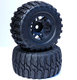 Power Hobby - 1/8 Defender 3.8" Belted All Terrain Tires 17mm Mounted Black - Hobby Recreation Products