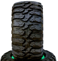 Power Hobby - 1/8 Defender 3.8" Belted All Terrain Tires 17mm Mounted Green - Hobby Recreation Products