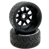 Power Hobby - 1/8 GT Phantom Belted Mounted Tires, Soft, w/ 17mm Black Wheels - Hobby Recreation Products