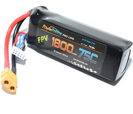 Power Hobby - 1800mAh 14.8V 4S 75C LiPo Battery with Hardwired XT60 Connector - Hobby Recreation Products