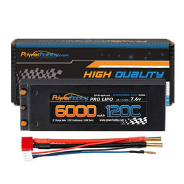 Power Hobby - 2S 7.6V 6000mah 120C Graphene + HV Lipo Battery Bullet Deans Plug - Hobby Recreation Products