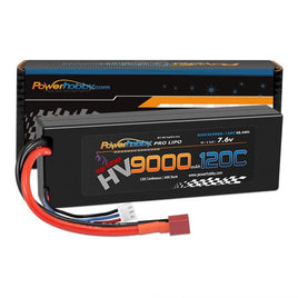 Power Hobby - 2S 7.6V HV + Graphene 9000mAh 120C LiPo Battery with Hardwired T-Plug - Hobby Recreation Products
