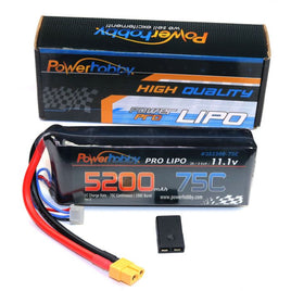 Power Hobby - 3S 11.1V 5200MAH 75C Lipo Battery, w/ XT60 Plug & HC TRX Adapter - Hobby Recreation Products