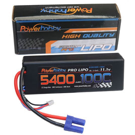 Power Hobby - 3S 11.1V 5400MAH 100C Hard Case Lipo Battery w/ EC5 Connector - Hobby Recreation Products