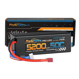 Power Hobby - 4S 14.8V 5200mAh 50C LiPo Battery Hard Case with T-Plug - Hobby Recreation Products