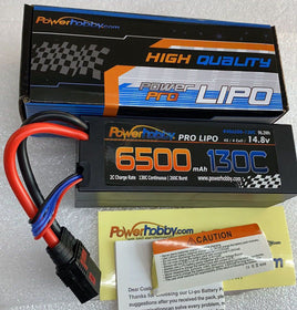 Power Hobby - 4S 14.8V 6500mAh 130C Graphen LiPo Battery with QS8 Connector, 8AWG Wire - Hobby Recreation Products