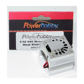 Power Hobby - Aluminum Motor Heatsink Cooling Fan for 1/10 540 and 550 Size Motors, Silver - Hobby Recreation Products