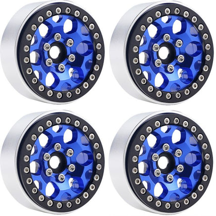 Power Hobby - B3 Aluminum 1.9 Beadlock Wheels 9mm Hubs, Blue, for 1/10 Rock Crawler, 4pcs - Hobby Recreation Products