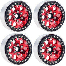 Power Hobby - B3 Aluminum 1.9 Beadlock Wheels 9mm Hubs, Red, 1/10 Rock Crawler, 4pcs - Hobby Recreation Products