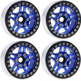 Power Hobby - B4 Aluminum 1.9 Beadlock Wheels 9mm Hubs, Blue, for 1/10 Rock Crawler, 4pcs - Hobby Recreation Products